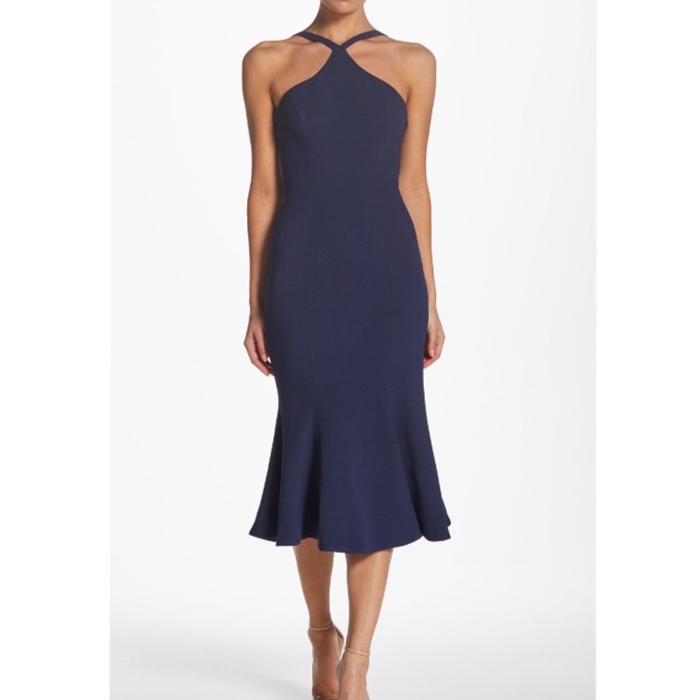 Dress The Population Navy Blue Mermaid Midi Dress